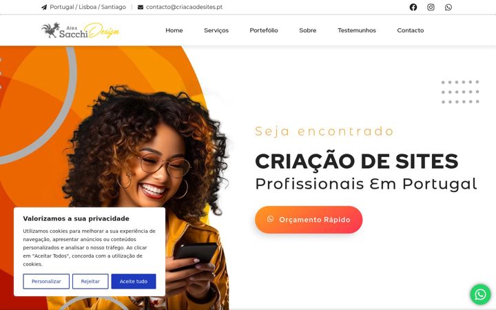 Screenshot van criacaodesites.pt