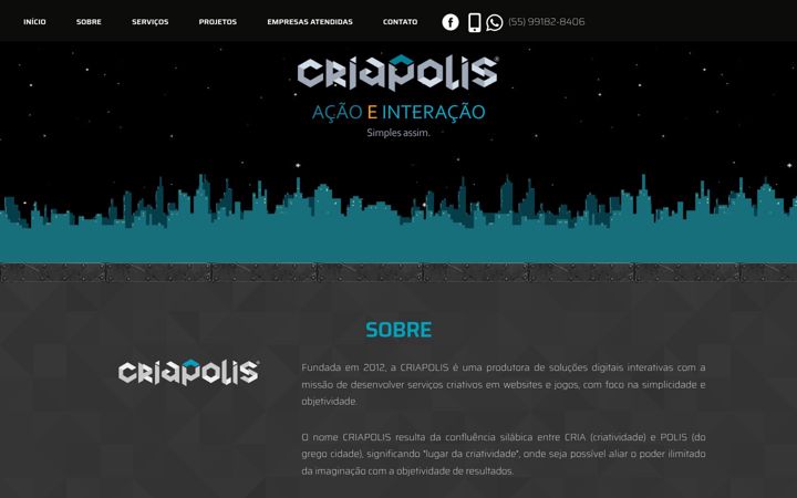 Ekrānuzņēmums no criapolis.com.br