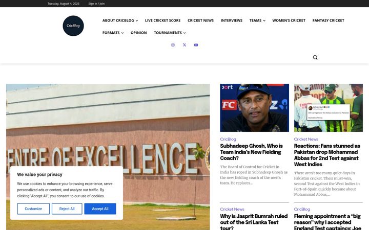 Screenshot of cricblog.net