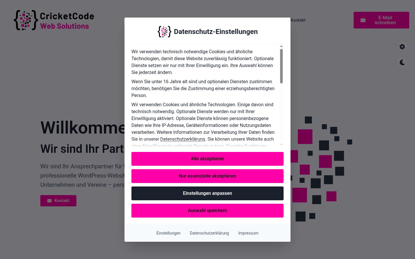 Screenshot del banner di consenso mostrato prima di qualsiasi interazione