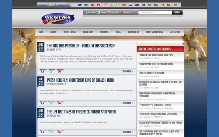 Screenshot of cricketweb.net