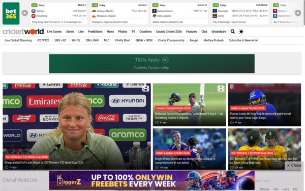 Screenshot of cricketworld.com