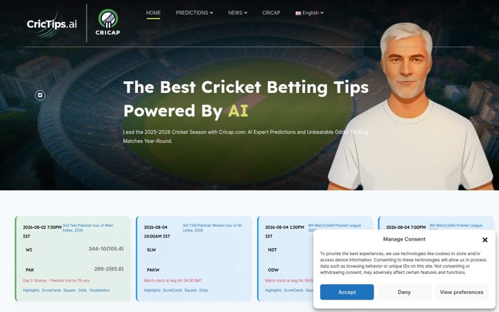 Skærmbillede af crictips.ai