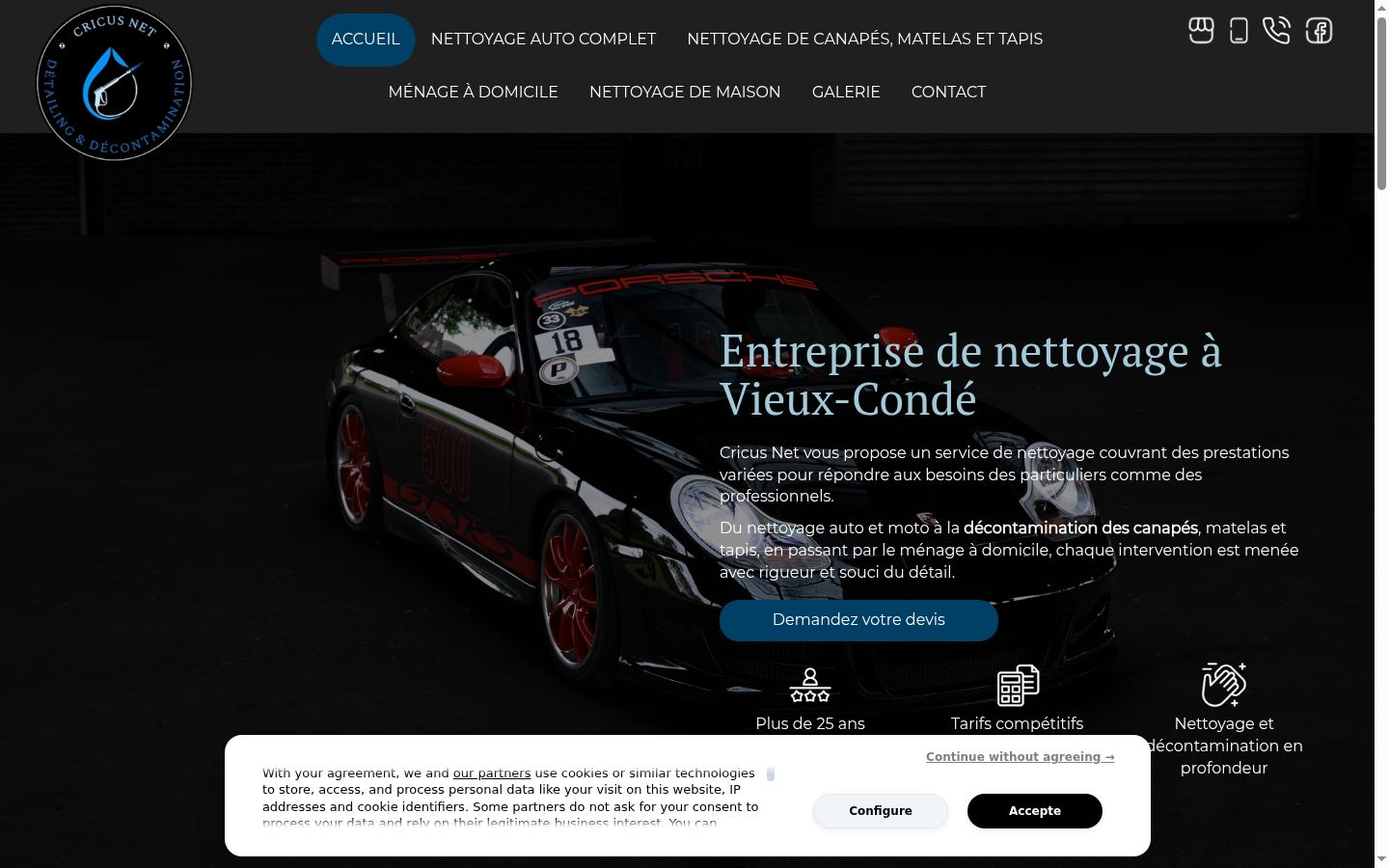 Screenshot del banner di consenso mostrato prima di qualsiasi interazione