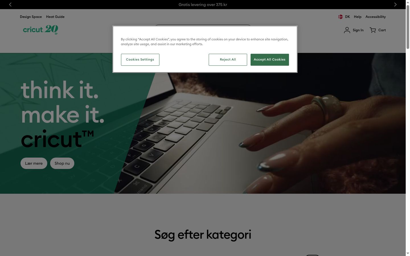 Screenshot del banner di consenso mostrato prima di qualsiasi interazione