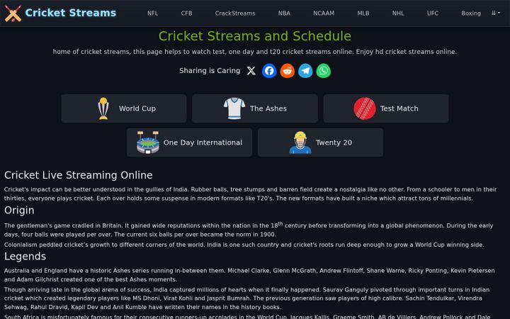 Screenshot of cricwatch.io