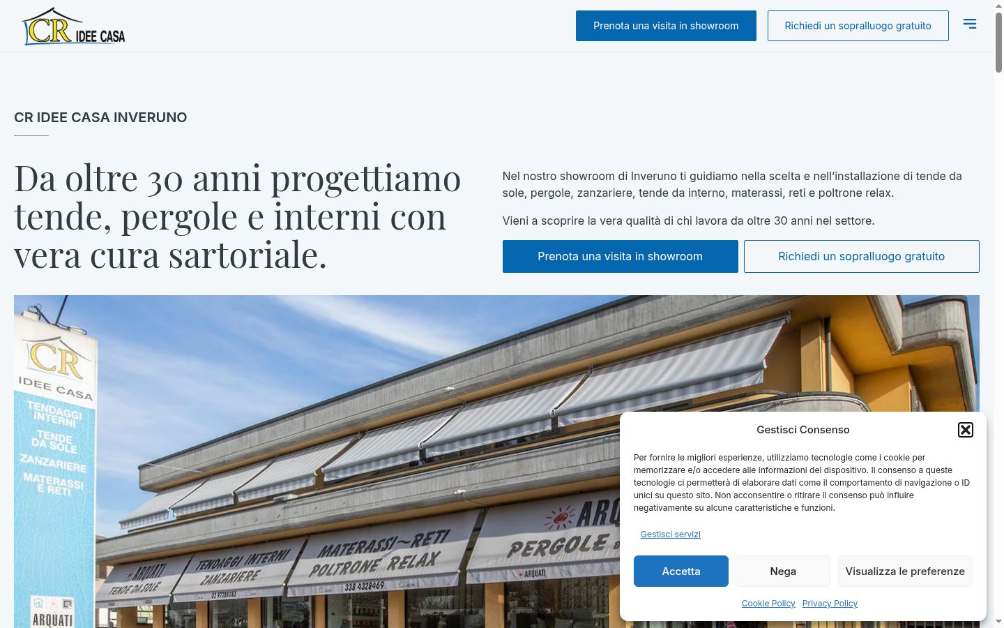 Screenshot del banner di consenso mostrato prima di qualsiasi interazione