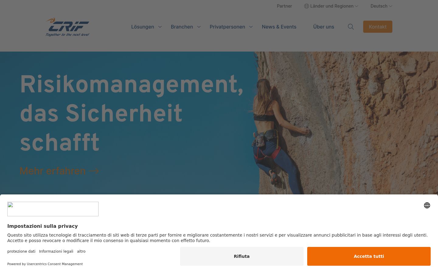 Screenshot des Einwilligungsbanners vor jeglicher Interaktion