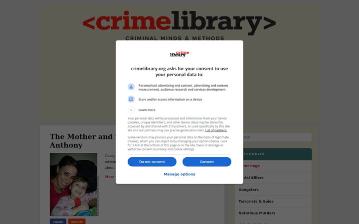 Screenshot of crimelibrary.org