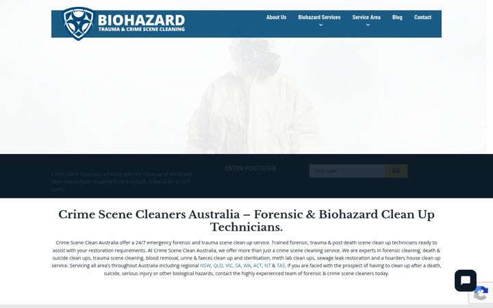 Ekraanipilt saidist crimesceneclean.com.au