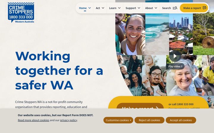 Ekraanipilt saidist crimestopperswa.com.au