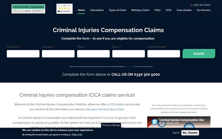 Screenshot of criminal-injuries-compensation.co.uk