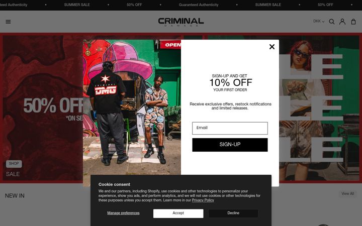 Екранна снимка на criminaldamage.co.uk