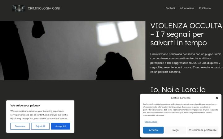 Snímek obrazovky criminologiaoggi.it