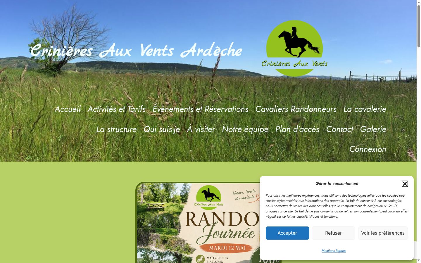 Capture d'écran de la bannière de consentement affichée avant toute interaction