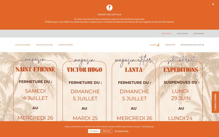 Screenshot of criollo-chocolatier.com