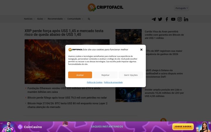 Screenshot of criptofacil.com