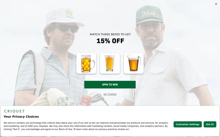 Screenshot of criquetshirts.com