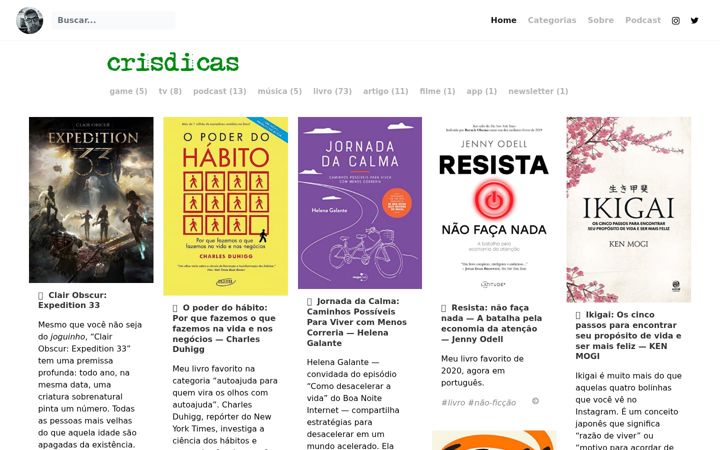 Capture d'écran de crisdicas.com.br