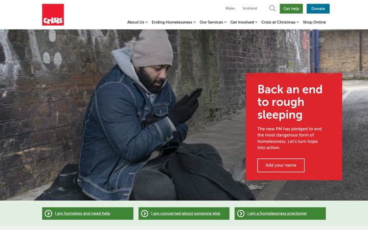 Екранна снимка на crisis.org.uk