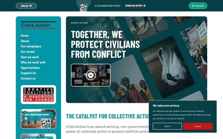 Screenshot of crisisaction.org