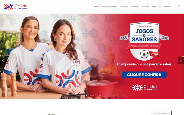 Screenshot of cristalalimentos.com.br