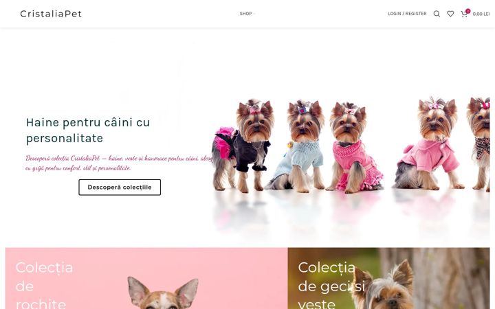 Screenshot of cristaliapet.ro