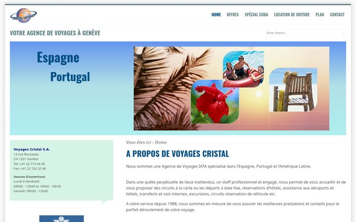 Screenshot of cristalvoyages.ch
