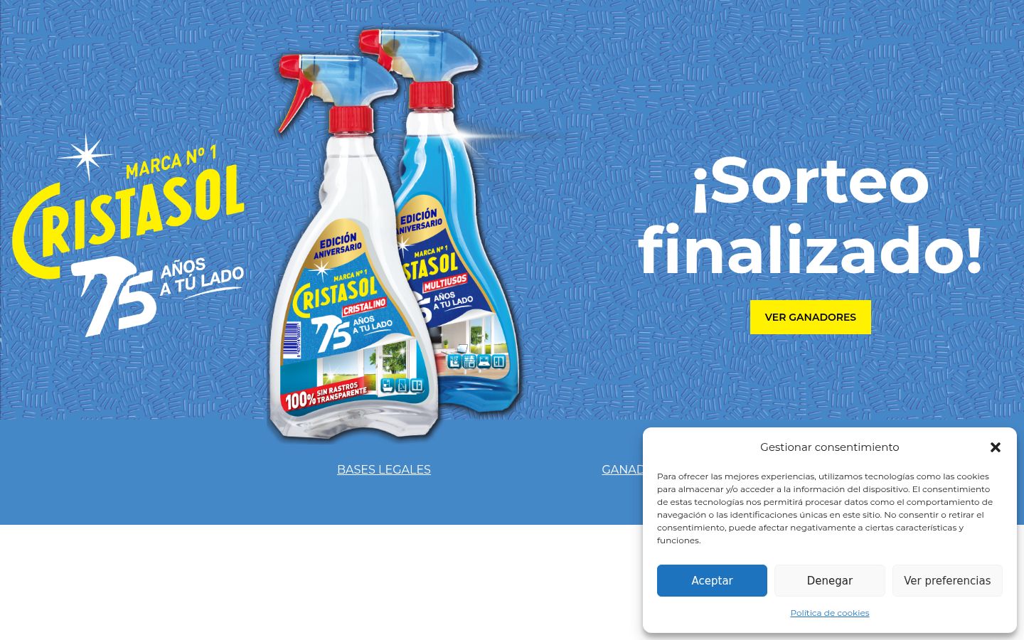 Screenshot del banner di consenso mostrato prima di qualsiasi interazione