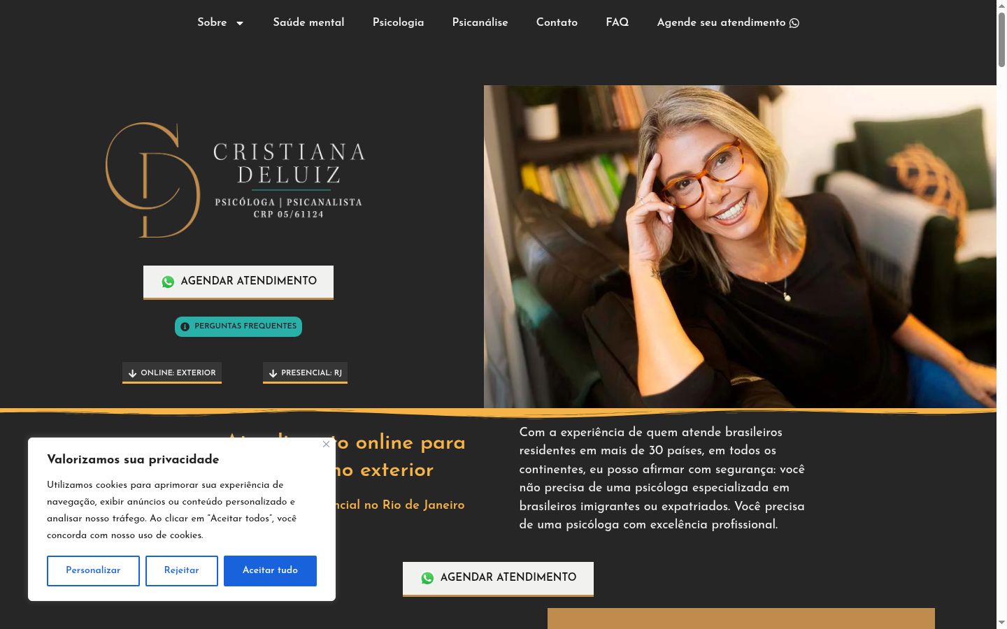 Screenshot del banner di consenso mostrato prima di qualsiasi interazione