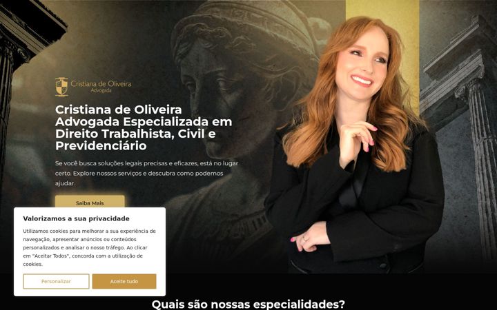 Screenshot of cristianaoliveiraadvogada.com.br