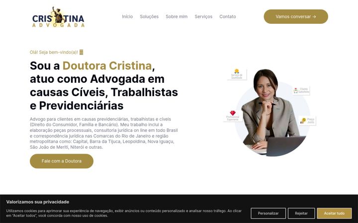 Screenshot of cristinaadvogada.com.br