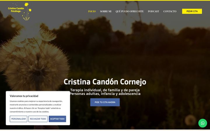Screenshot of cristinacandonpsicologia.es