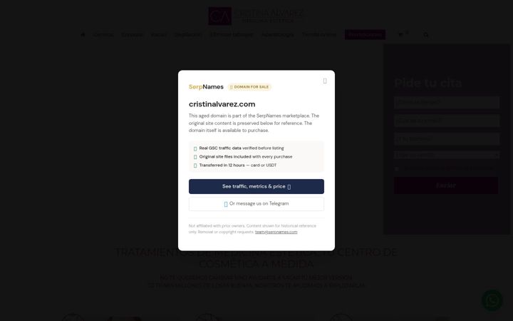Screenshot of cristinalvarez.com