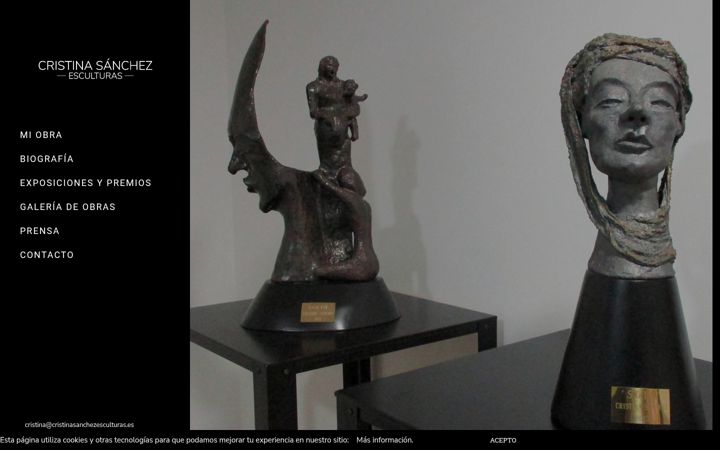 Snímek obrazovky cristinasanchezesculturas.es