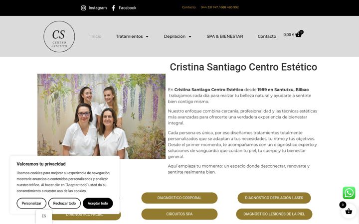 Snímek obrazovky cristinasantiagocentroestetico.es