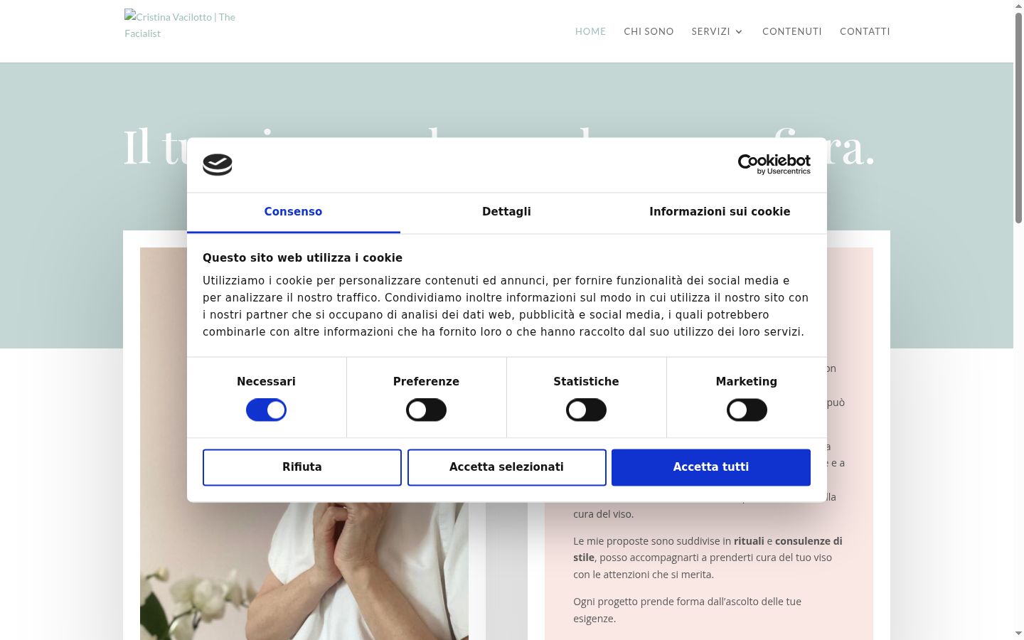 Posnetek zaslona pasice za privolitev, prikazane pred kakršno koli interakcijo