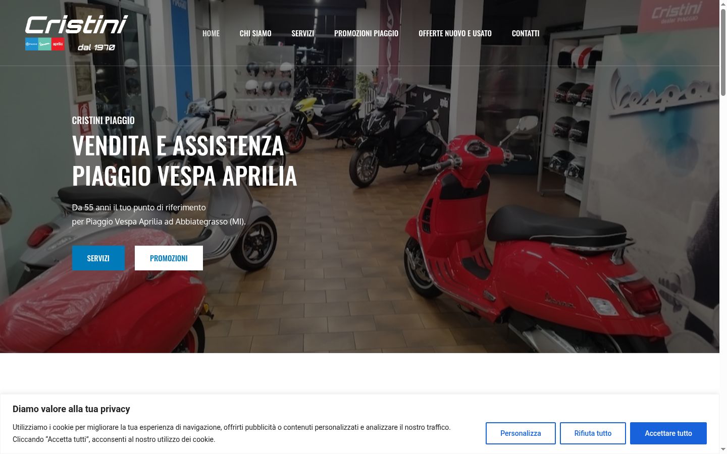 Posnetek zaslona pasice za privolitev, prikazane pred kakršno koli interakcijo