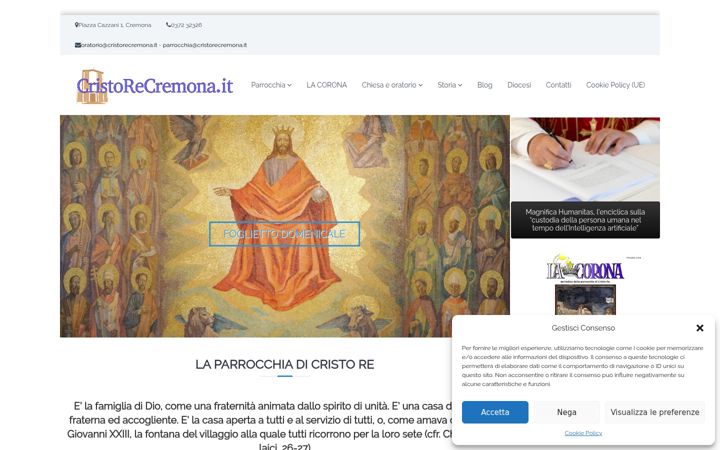 Kuvakaappaus sivustosta cristorecremona.it