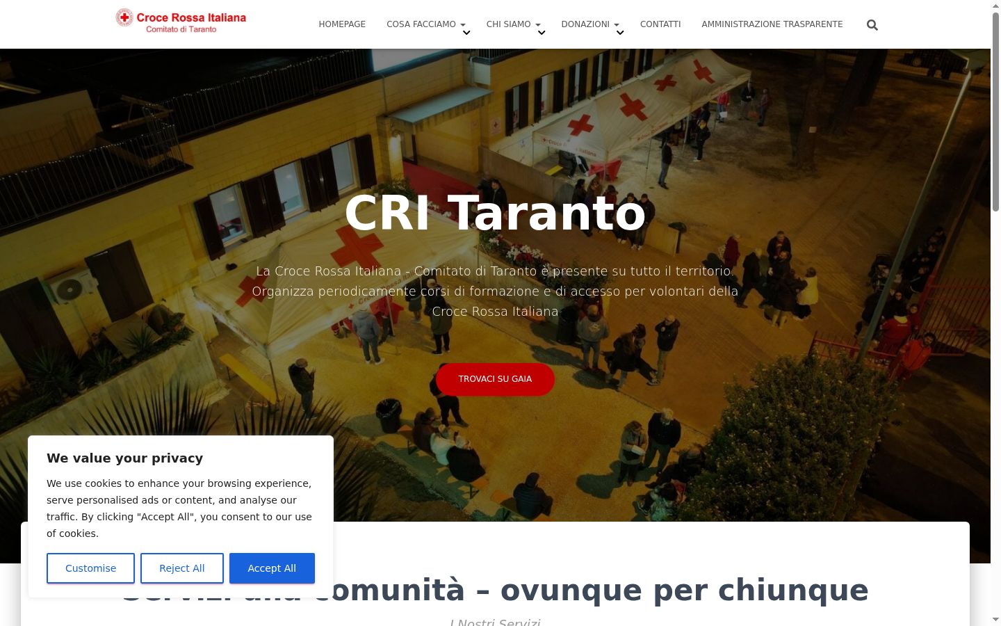 Captura de ecrã do banner de consentimento apresentado antes de qualquer interação
