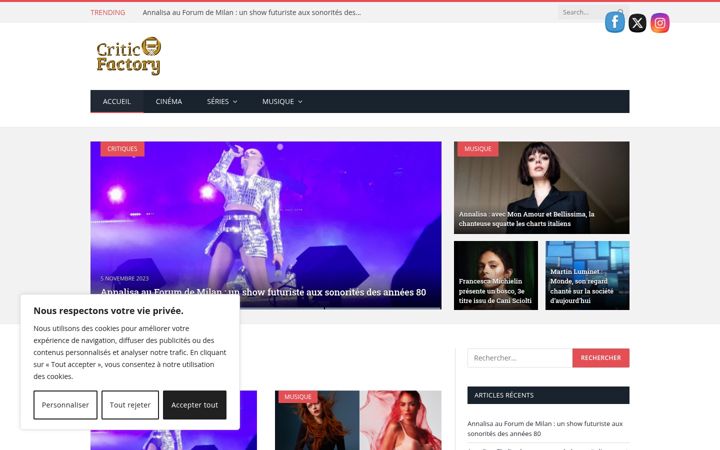 Screenshot of critic-factory.fr