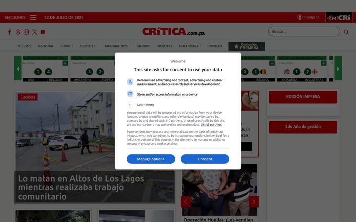 Screenshot of critica.com.pa