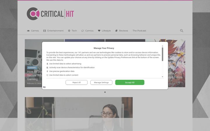 Posnetek zaslona criticalhit.net