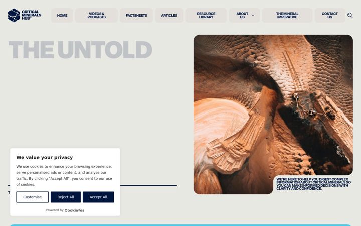 Screenshot of criticalmineralshub.org