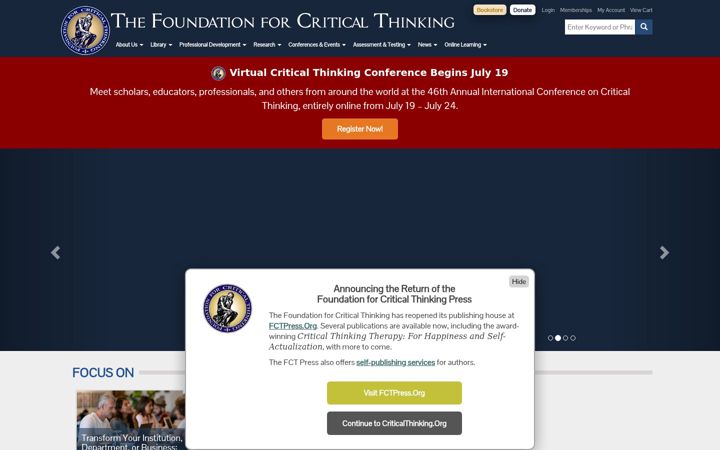 Screenshot of criticalthinking.org