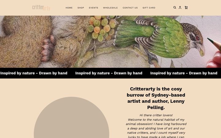 Screenshot of critterartyshop.com