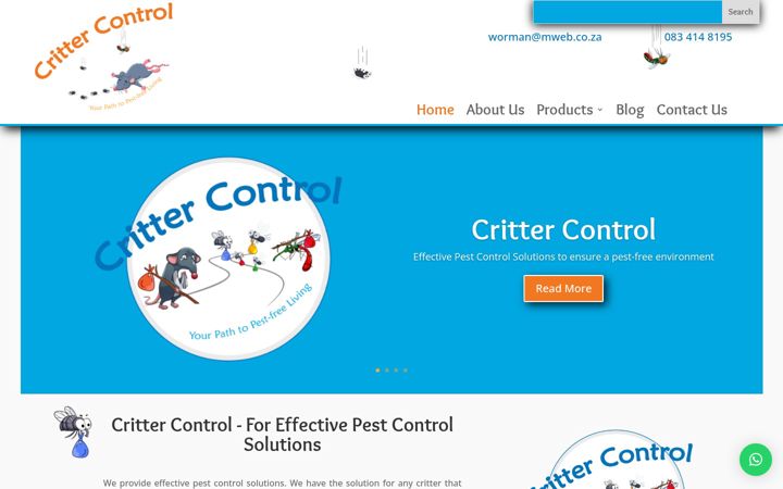 Snímek obrazovky crittercontrol.co.za