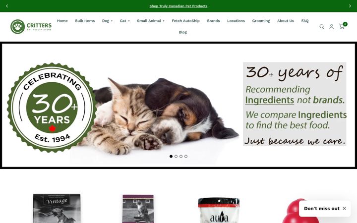 Screenshot of critterspet.com