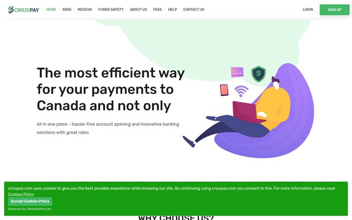 Screenshot of criuspay.com