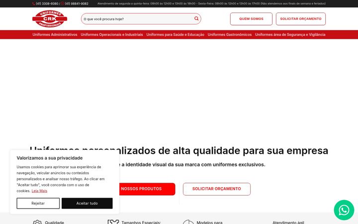 Screenshot of crkuniformes.com.br